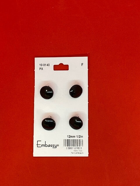 Black buttons - 12mm