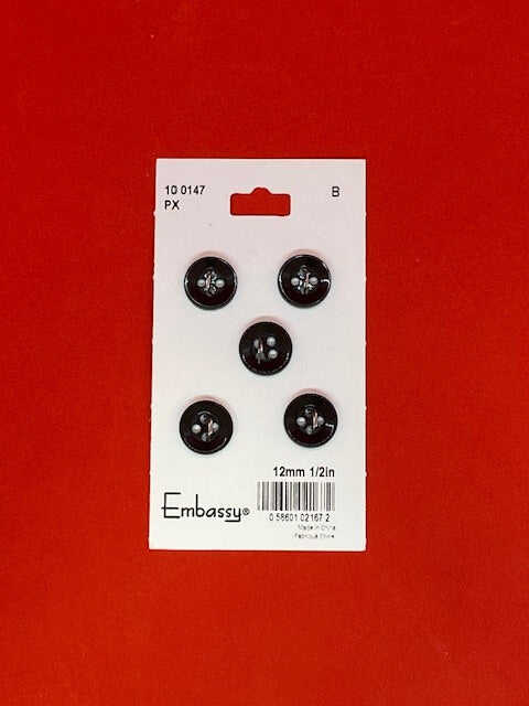 Black buttons - 12mm