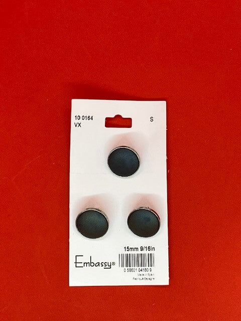 Matte black buttons - 15mm