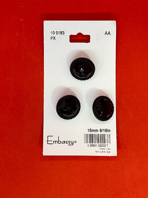 Black buttons - 15mm