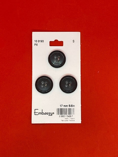 Striped black buttons - 17mm