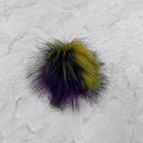 Dark multicolored snap pompom