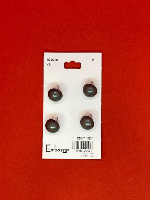 Boutons demi perle anthracite - 12mm
