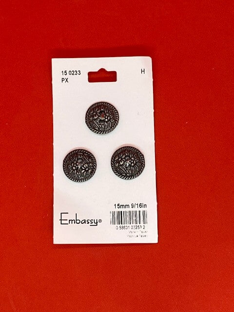 Boutons argent - 15mm