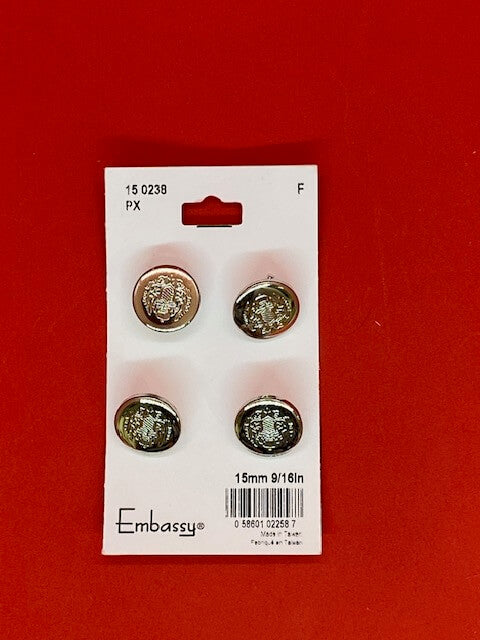 Boutons argent - 15mm