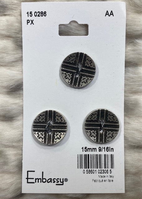 Silver buttons - 15mm