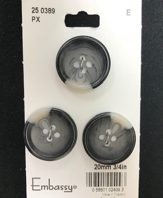 Boutons gris 20mm 3/4 po