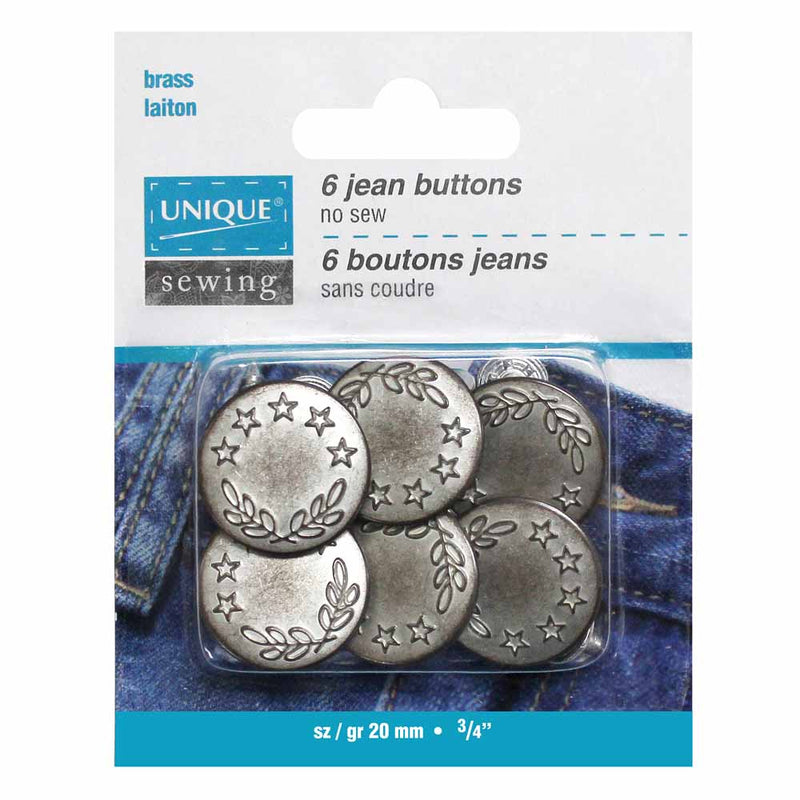 Boutons jeans argent brossé - 20mm