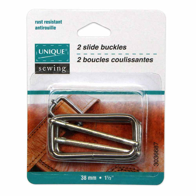 2 sliding buckles 1 1/2 in silver