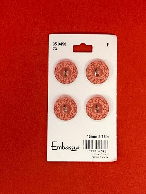 Pink hibiscus buttons - 15mm