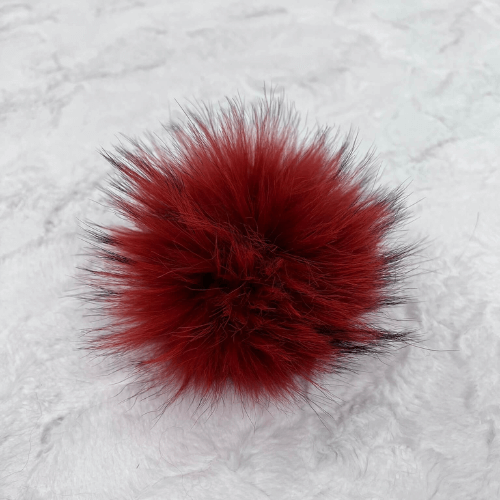 Red real fur pompom