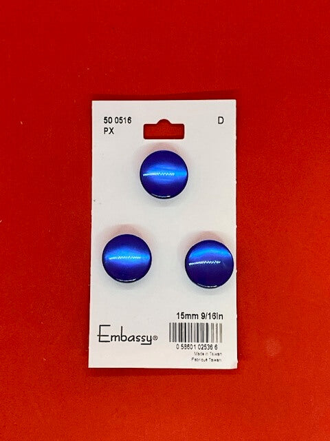 Royal blue buttons - 15mm