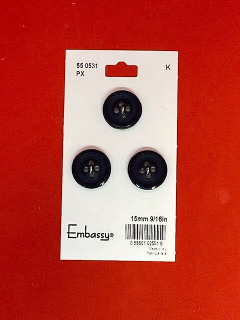 Dark navy buttons - 15mm