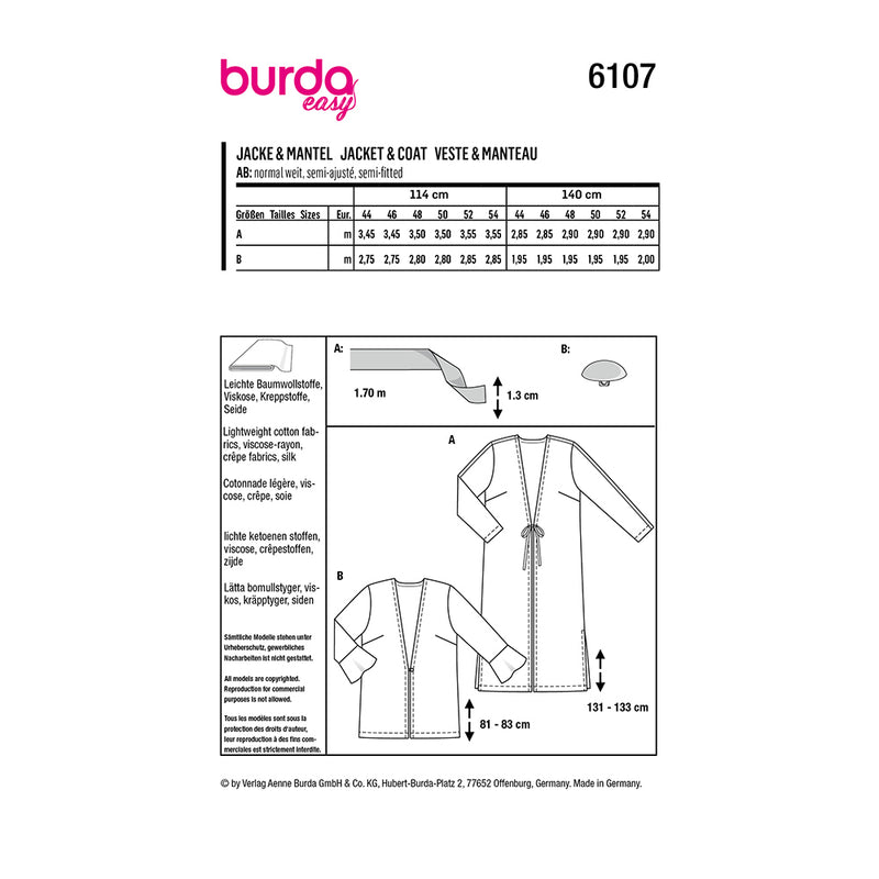 Burda 6107 - Veste/ blouse