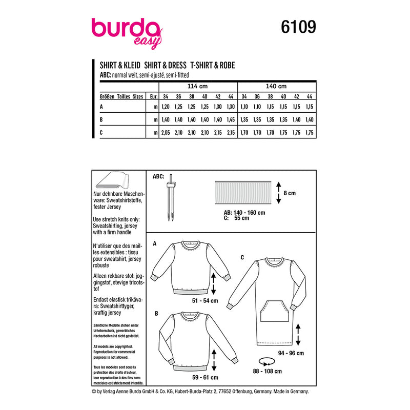 Burda 6109 - Sweat-shirt