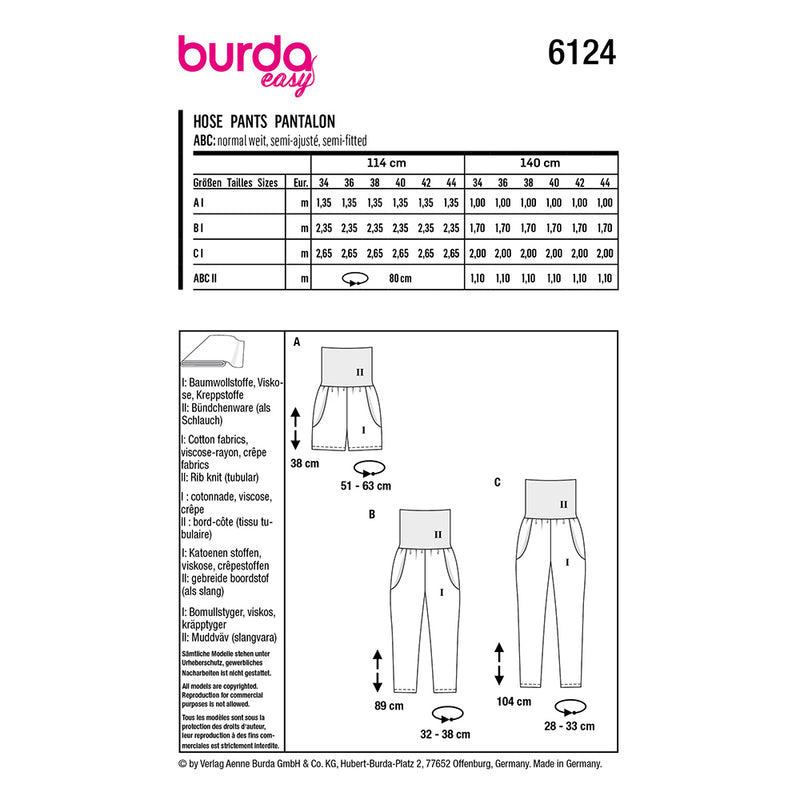 Burda 6124 - Trousers
