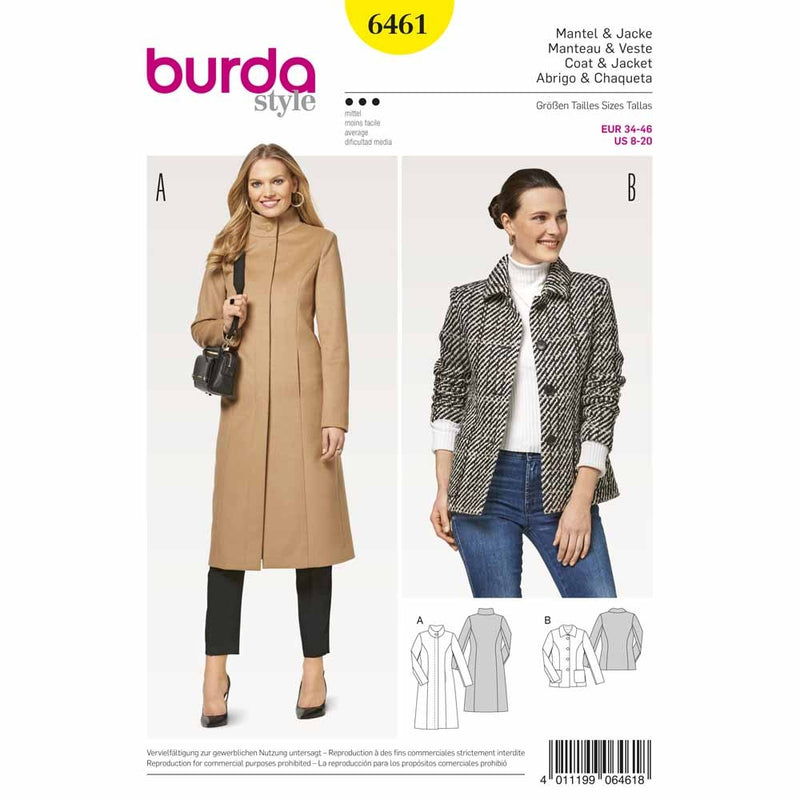 Burda 6461 - Manteau pour femmes