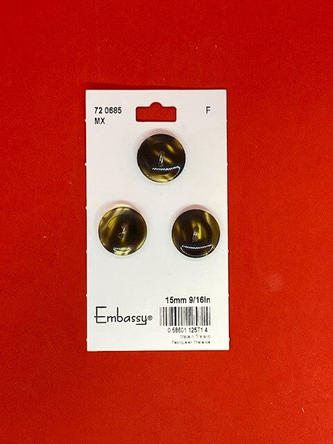 Tortoiseshell colored buttons - 15mm