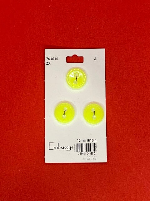 Neon yellow buttons - 15mm