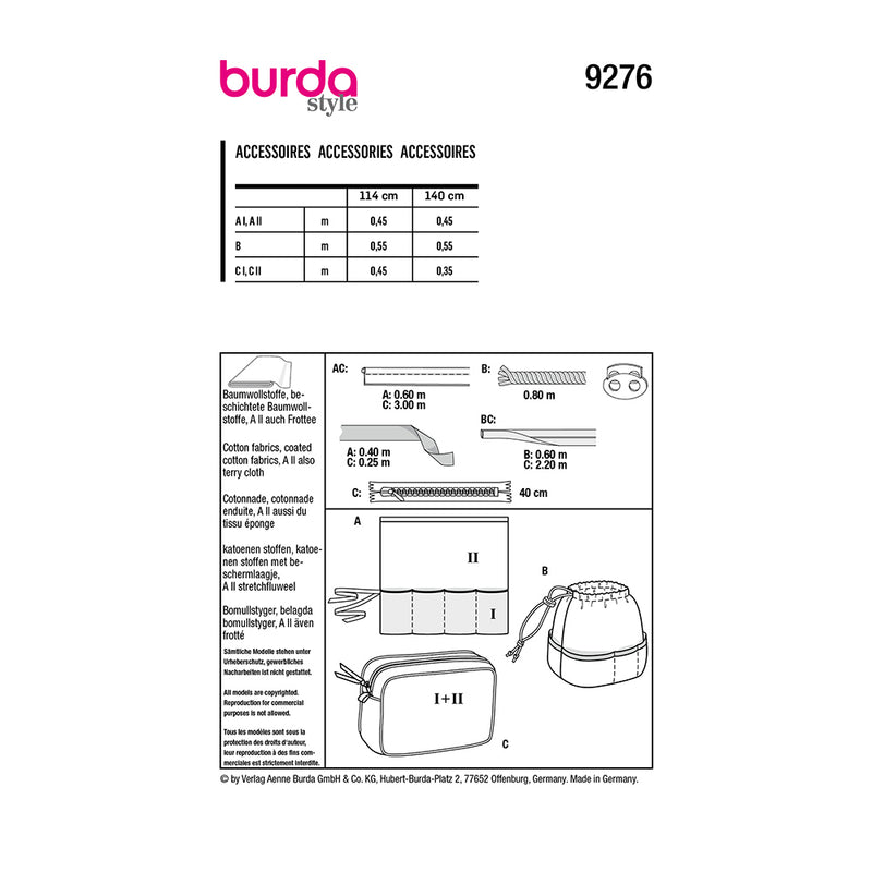 Burda 9276 - Accessoires de salle de bain