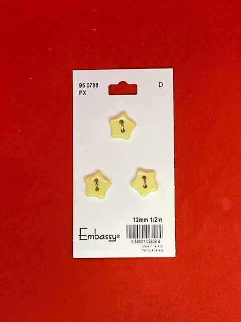 Yellow star buttons - 12mm