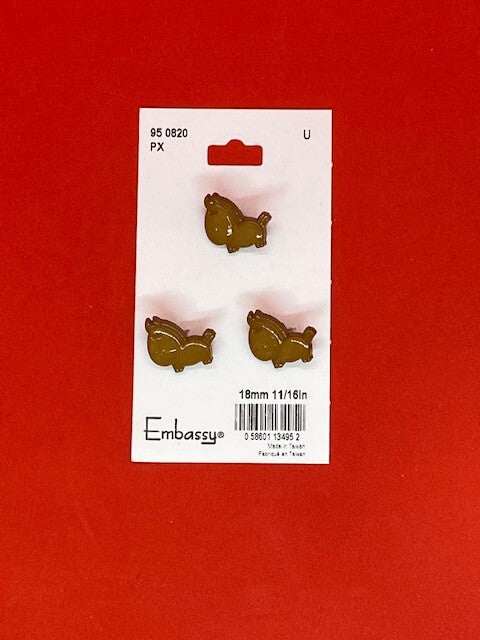Brown horse buttons 18mm