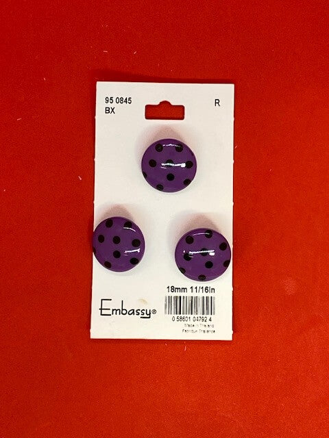 Purple & peas buttons - 18mm