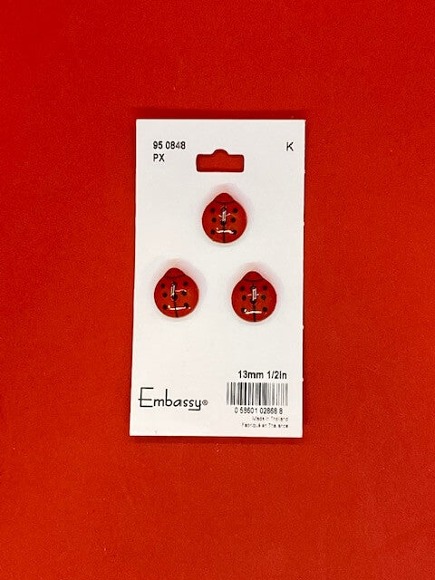 Ladybug buttons - 13mm