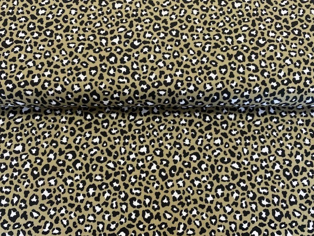Popeline de coton léopard kaki - 1