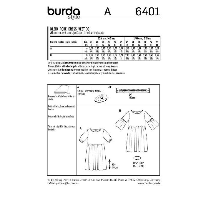 Burda 6401- robe juvénile - 2